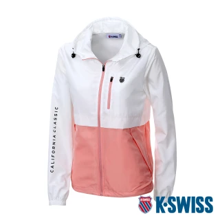 【K-SWISS】輕量抗UV防風外套 UV Plus Jacket-女-白/蜜桃橘(1910254-266)