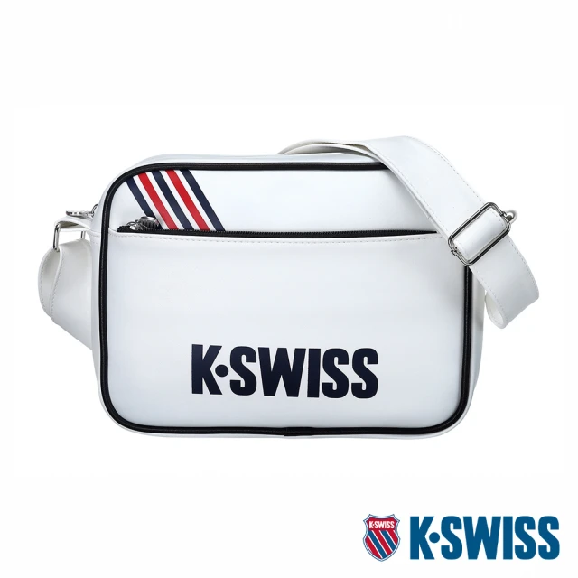 【K-SWISS】皮革側背包  Leather Bag Small-白(BG369-100)