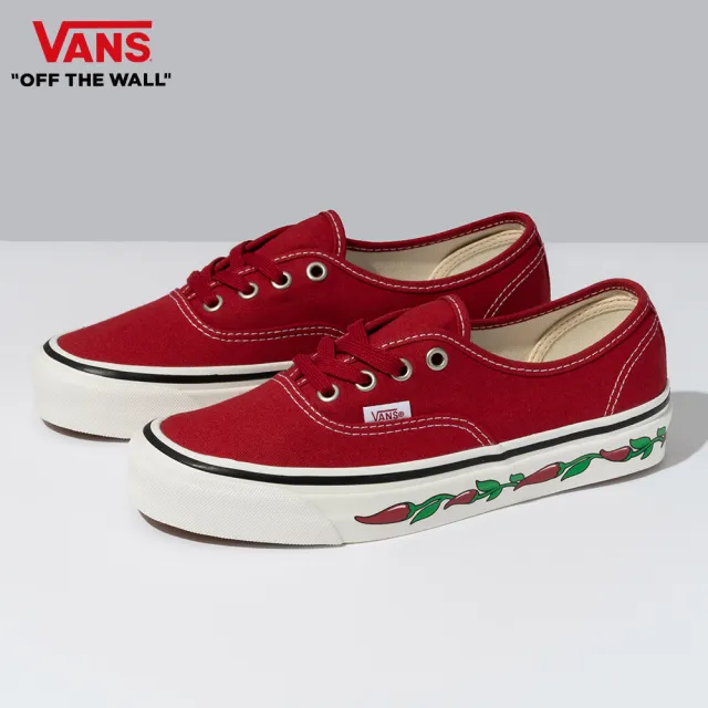 【VANS 官方旗艦】Authentic 44 DX 男女款紅色/辣椒圖案印花滑板鞋/休閒鞋