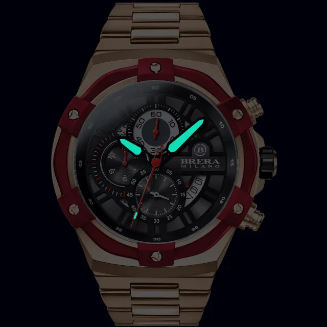 【BRERA 布雷拉】義大利 米蘭精品 SUPERSPORTIVO EVO 時尚運動風 三眼時計腕錶(BMSSQC4502A-BRC)