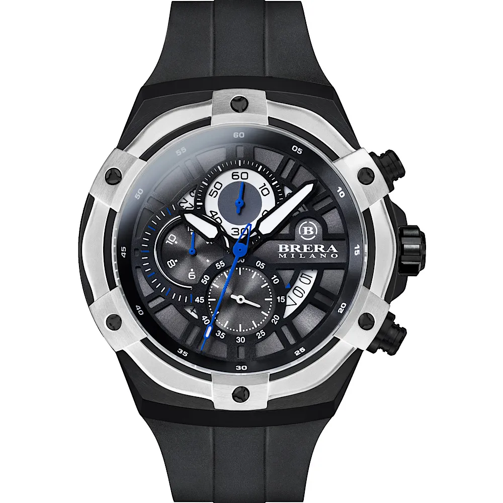【BRERA 布雷拉】義大利 米蘭精品 SUPERSPORTIVO EVO 時尚運動風 三眼時計腕錶(BMSSQC4503C)