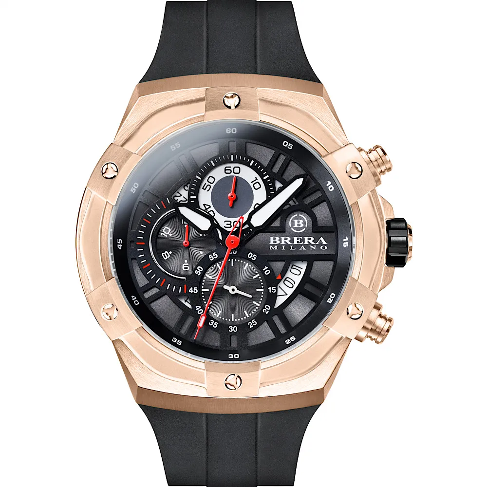 【BRERA 布雷拉】義大利 米蘭精品 SUPERSPORTIVO EVO 時尚運動風 三眼時計腕錶(BMSSQC4502C)