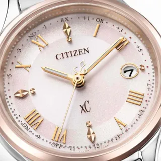【CITIZEN 星辰】xC 光動能 鈦金屬 電波 女錶 藍寶石 手錶 玫瑰金色 畢業 禮物 推薦(ES9496-64W)