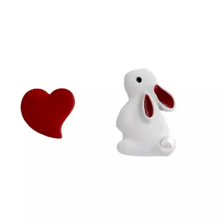 【Ada】日韓流行飾品 可愛小白兔紅色小愛心兒童耳環 可愛耳夾(無耳洞 耳夾耳環 夾式耳環)