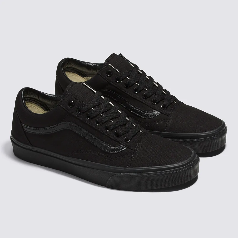 【VANS 官方旗艦】Old Skool 男女款黑色滑板鞋/休閒鞋/帆布