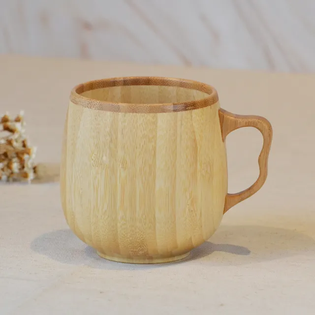 【YU Living 信歐傢居】日本進口 RIVERET孟宗竹法蘭杯 320ml(禮盒包裝/2色任選/圓肚耳朵提把造型馬克杯)