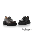 【Keeley Ann】復古綁帶鋸齒厚底樂福鞋(咖啡色375617170-Ann系列)