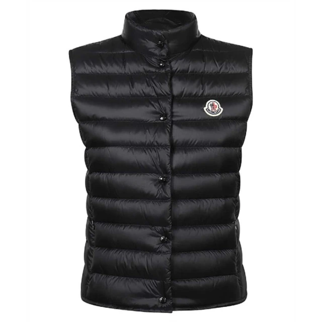 MONCLER 女款 品牌LOGO 黑色按扣羽絨背心(0號USA-XS、1號USA-S、2號USA-M、3號USA-L)