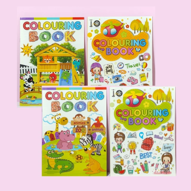 【京都百貨】兒童卡通圖畫本4入裝(英文可愛塗鴉幼兒園畫畫填色 color book)