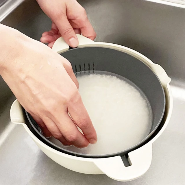 3COINS 日本 旋轉瀝水籃 瀝水盆 洗米 蔬果盆 洗菜盆 水果盆 瀝水架 雙層洗菜籃