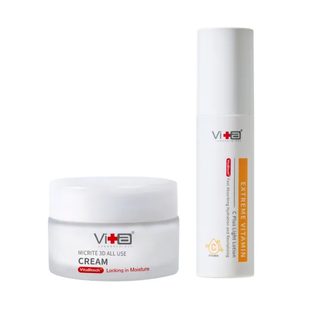 【Swissvita 薇佳】超級維他命C水凝乳50ml.微晶3D全能乳霜60ml(雙重輕盈乳質地 極致保濕)