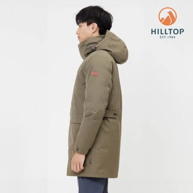 【Hilltop 山頂鳥】GORE-TEX 二合一防水透氣保暖蓄熱羽絨防潑可拆帽長版大衣外套 男款 灰卡｜PF21XM62ECNN