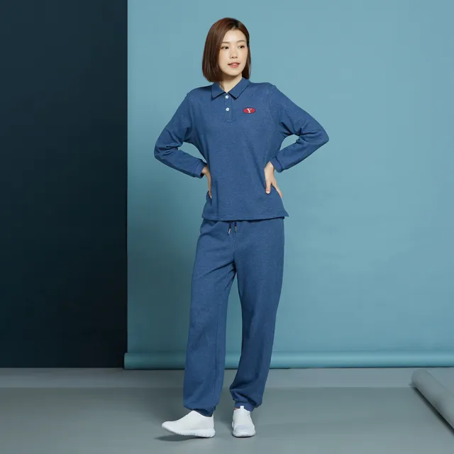 【YVONNE 以旺傢飾】出清品 運動風半開襟長袖上衣(藍)