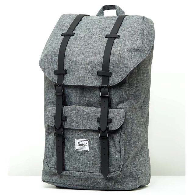 Herschel Little America 大型 灰黑 筆電夾層 大容量 帆布 背包 後背包(磁扣 橡膠帶)