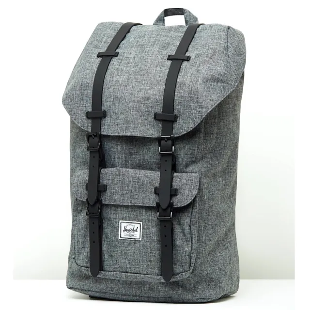 【Herschel】Little America 大型 灰黑 筆電夾層 大容量 帆布 背包 後背包(磁扣 橡膠帶)