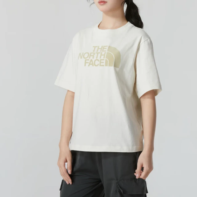 The North Face 北臉 上衣 女款 短袖上衣 運動 W FLOCKING LOGO SS TEE 白 NF0A88GEQLI