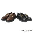 【TINO BELLINI 貝里尼】義大利進口全真皮皮方金扣低跟樂福鞋FYLV032(黑色)