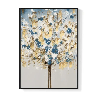 【菠蘿選畫所】火樹銀花I - 30x40cm(銀藍色抽象掛畫/客廳裝飾掛畫/藝術掛畫/房間裝飾)