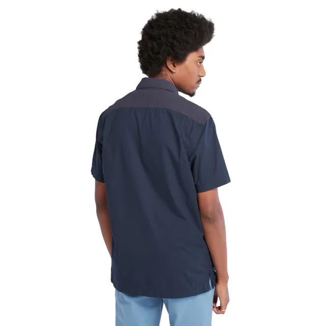 【Timberland】男款深藍色口袋襯衫(A661W433)