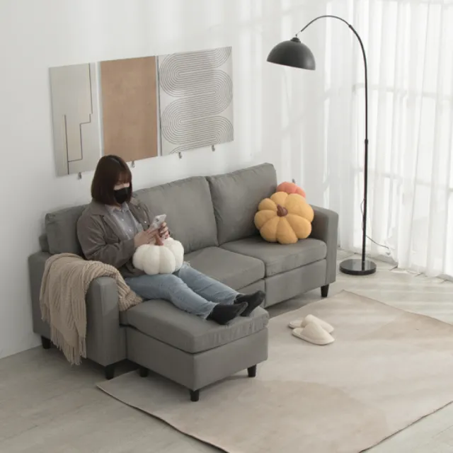 【IDEA】邁倫分離式亞麻布L型貴妃沙發椅(自由組合/2色任選)