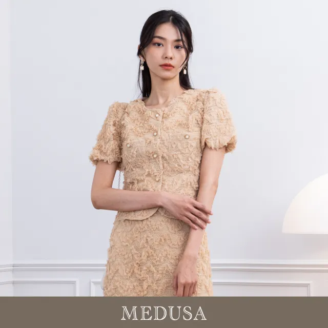 【MEDUSA 曼度莎】現貨-網紗盤花精緻禮服小外套 - 2色（M-XL）｜罩衫外套 禮服外套 小禮服(301-3260A)