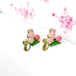 【Ada】日韓流行飾品 氣質可愛甜美鬱金香粉紅兔耳夾(無耳洞 耳夾耳環 夾式耳環)