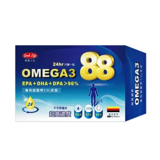 【得意人生】德國超高濃度OMEGA3 88 魚油軟膠囊二入組(30粒/盒)