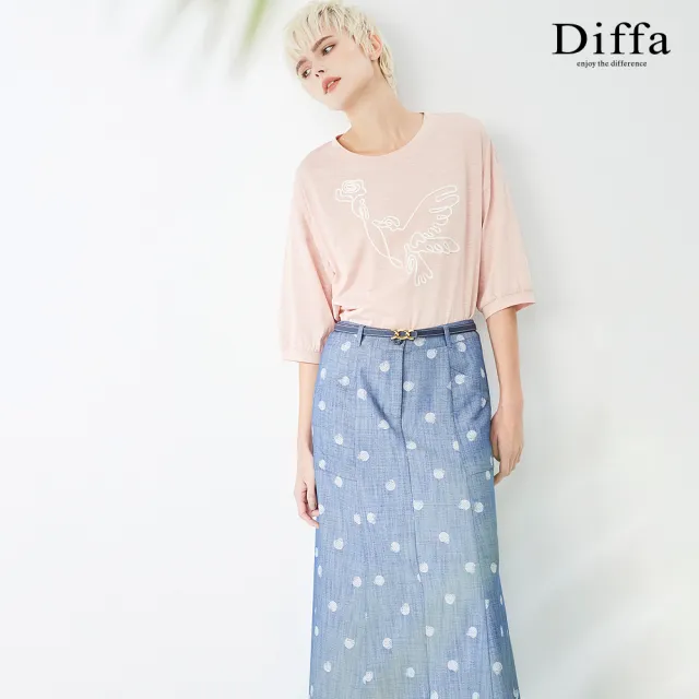 【Diffa】時尚美型波點長寬裙-女