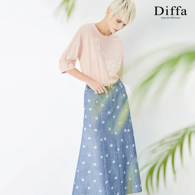 【Diffa】時尚美型波點長寬裙-女