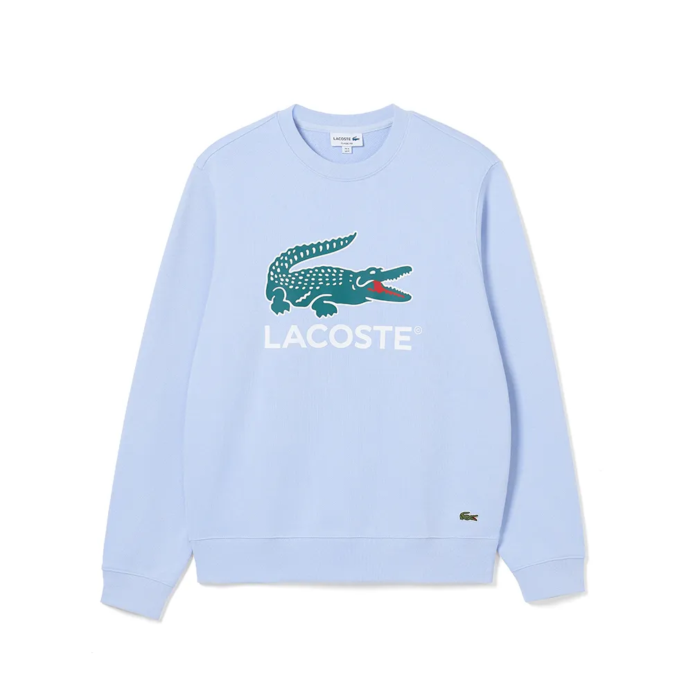 【LACOSTE】男裝-經典版型鱷魚Logo大學T(紫藍色)