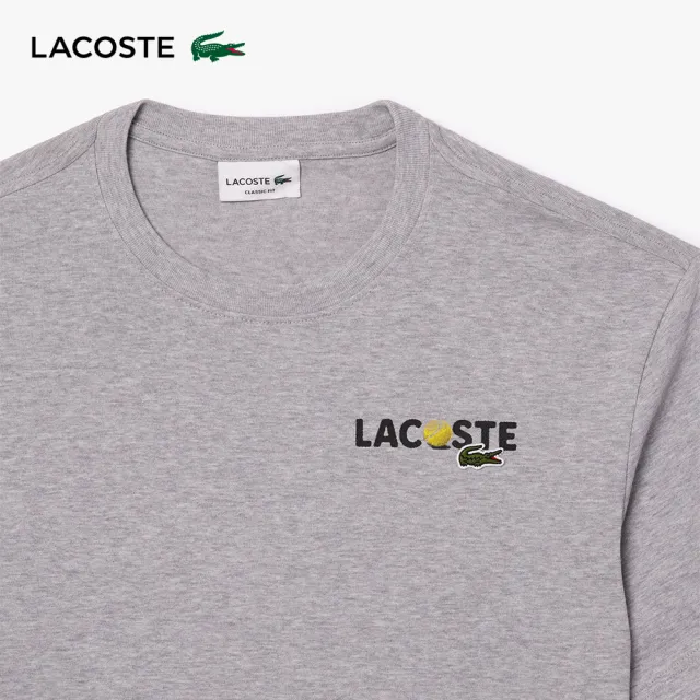 【LACOSTE】男裝-重磅棉質漫畫印花短袖T恤(灰色)