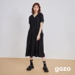 【gozo】天絲棉V領抽褶修身洋裝(兩色)