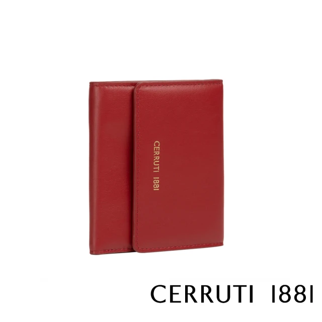 Cerruti 1881Cerruti 1881 頂級義大利小牛皮女用短夾零錢包 CEPD06164M(紅色 贈禮盒提袋)