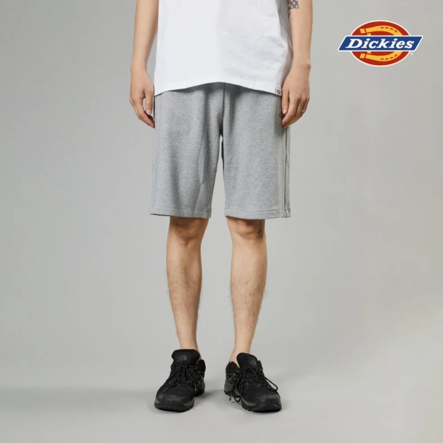 Dickies 男款麻灰色純棉抽繩鬆緊褲腰舒適休閒短褲｜DK012959GYM