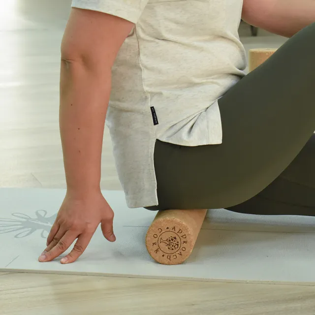 【Fun Sport】Approach yoga 與自然滾動軟木筋膜滾棒-30cm單支(限時送45mm軟木球)