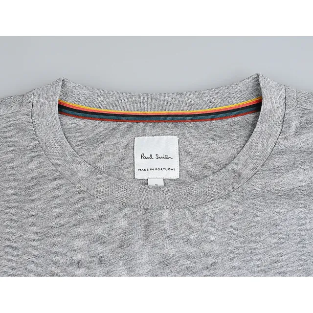 【Paul Smith】PAUL SMITH簽名陰影刺繡LOGO有機棉圓領短袖T恤(男款/灰)