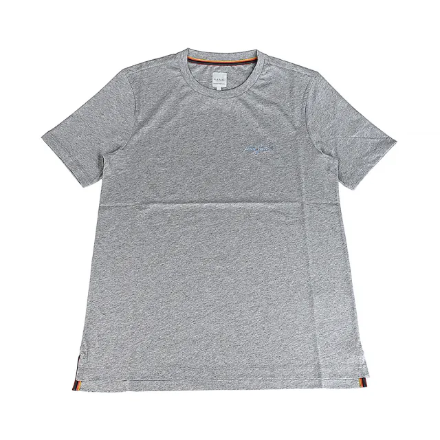 【Paul Smith】PAUL SMITH簽名陰影刺繡LOGO有機棉圓領短袖T恤(男款/灰)