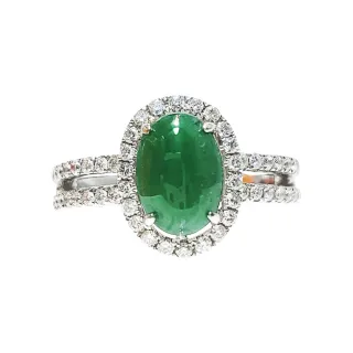 【文華珠寶】翡翠蛋面鑽戒 國際圍11號(翡翠蛋面戒指)