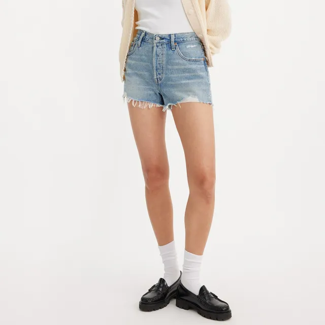 【LEVIS 官方旗艦】女款501OG破壞牛仔短褲 人氣新品 56327-0390