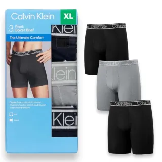 【Calvin Klein 凱文克萊】3件組 CK 涼感 彈性萊卡 透氣排汗 男生 四角內褲(內褲 CK男款內褲)