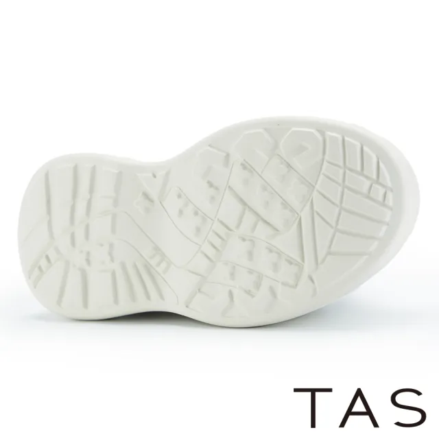 【TAS】幾何鑽釦真皮厚底休閒鞋(米色)