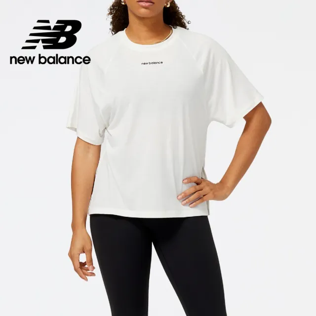 【NEW BALANCE】NB 落肩側開叉短袖上衣_女裝_象牙白_WT31103SST(美版 版型偏大)