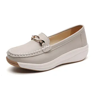 【AVICE 艾薇斯】★防滑鬆糕真皮厚底鞋(女鞋/百搭/舒適)