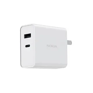 【NOKIA】65W 氮化鎵 TypeC+USB  雙孔 PD+QC 可摺疊收納插頭快充充電器(P6309)