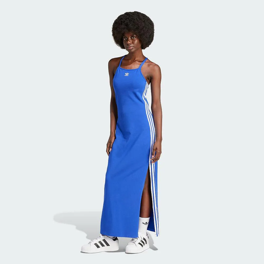 【adidas 愛迪達】連身洋裝 女款 長裙 三葉草 亞規 3 S DRESS MAXI 藍 IR8139