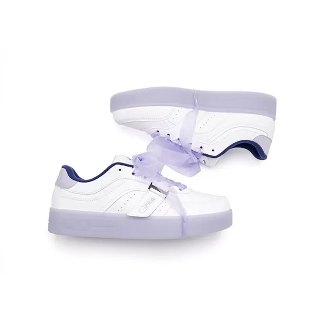 【FILA】Jelly 女 休閒鞋 板鞋 運動 小白鞋 休閒 緞帶款鞋帶 白紫(5-C336Y-194)