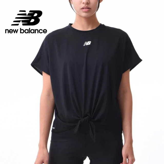 NEW BALANCE NB 吸濕排汗綁結短袖上衣_女性_黑色_AWT31173BK(亞版 版型正常)