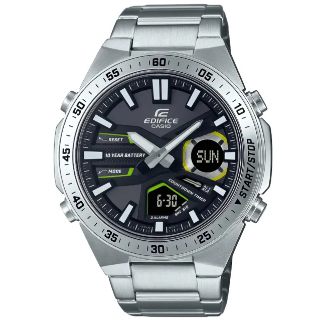 【CASIO 卡西歐】EDIFICE 長效電池壽命 運動風雙顯腕錶 禮物推薦 畢業禮物(EFV-C110D-1A3V)