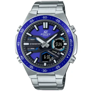 【CASIO 卡西歐】EDIFICE 長效電池壽命 運動風雙顯腕錶 618 年中慶 禮物(EFV-C110D-2AV)