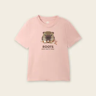 【Roots】Roots 大童- OUTDOOR ANIMAL短袖T恤(粉橘色)